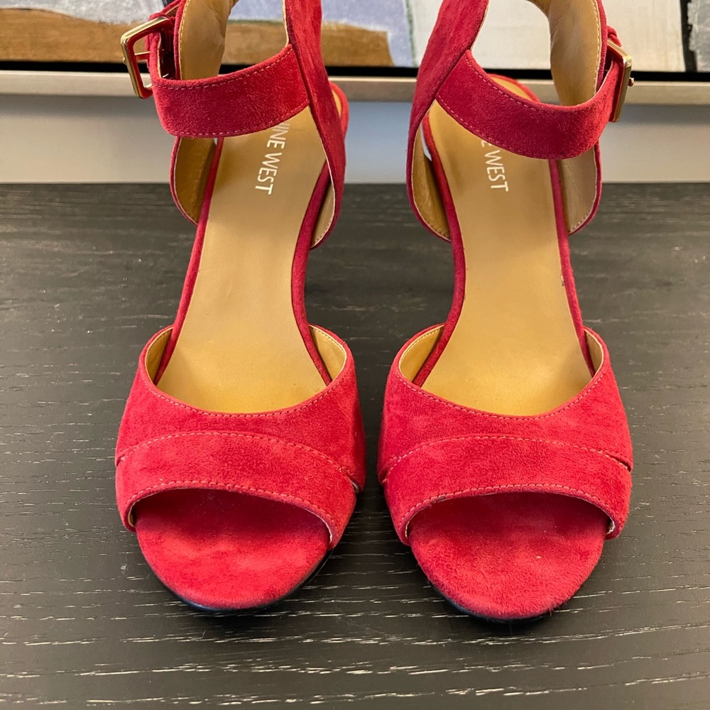 Nine West red velvet heel!